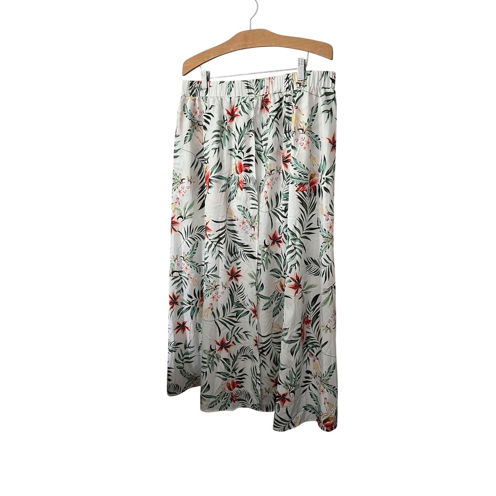 Hawaiian White Palazzo Style Skirt Shorts Orchids Tropical 1XL